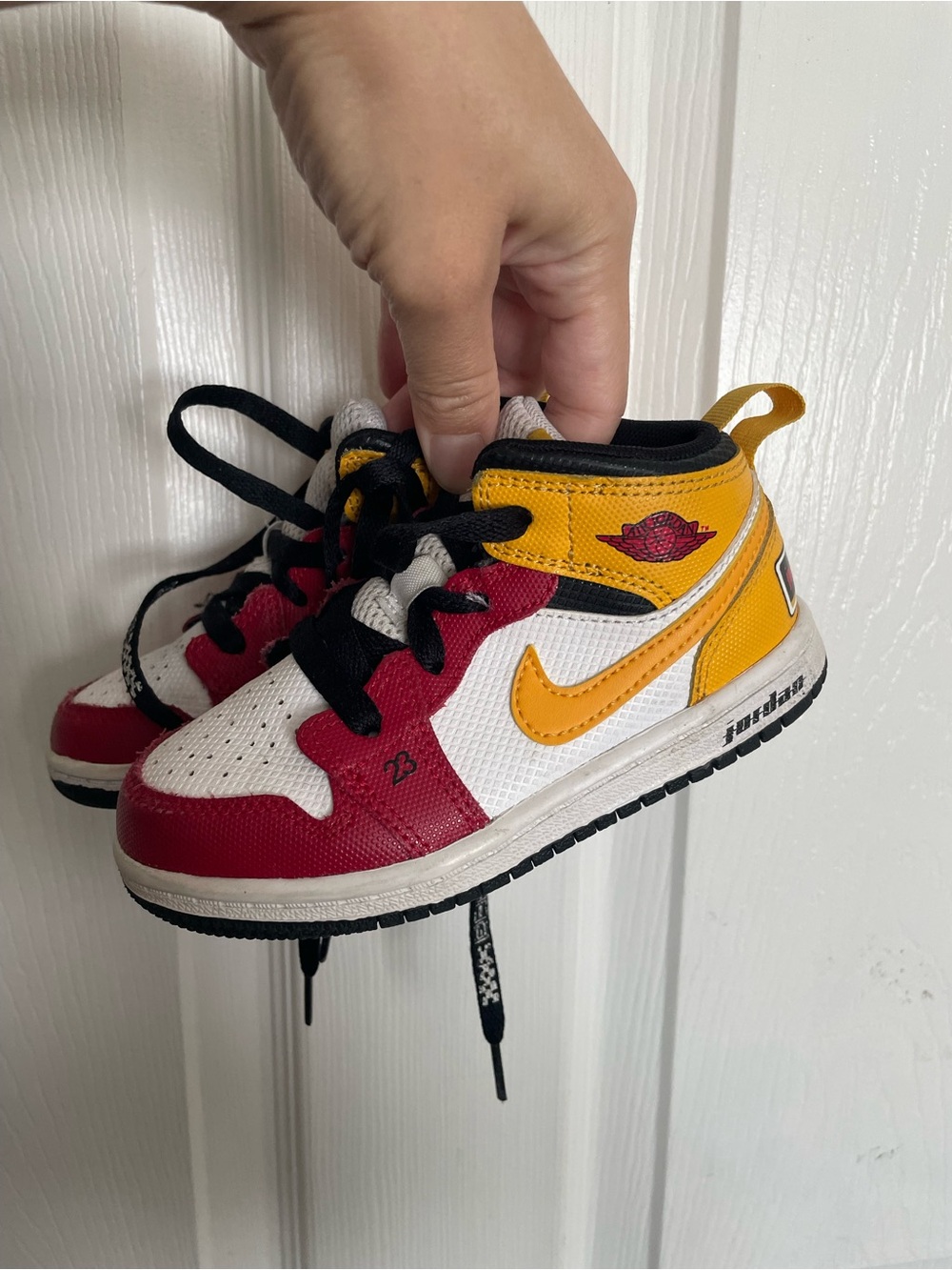 Toddler 9C Nike Air Jordan 1 Mid SE "Motorsport" Sneakers Gym Red & Gold Colors